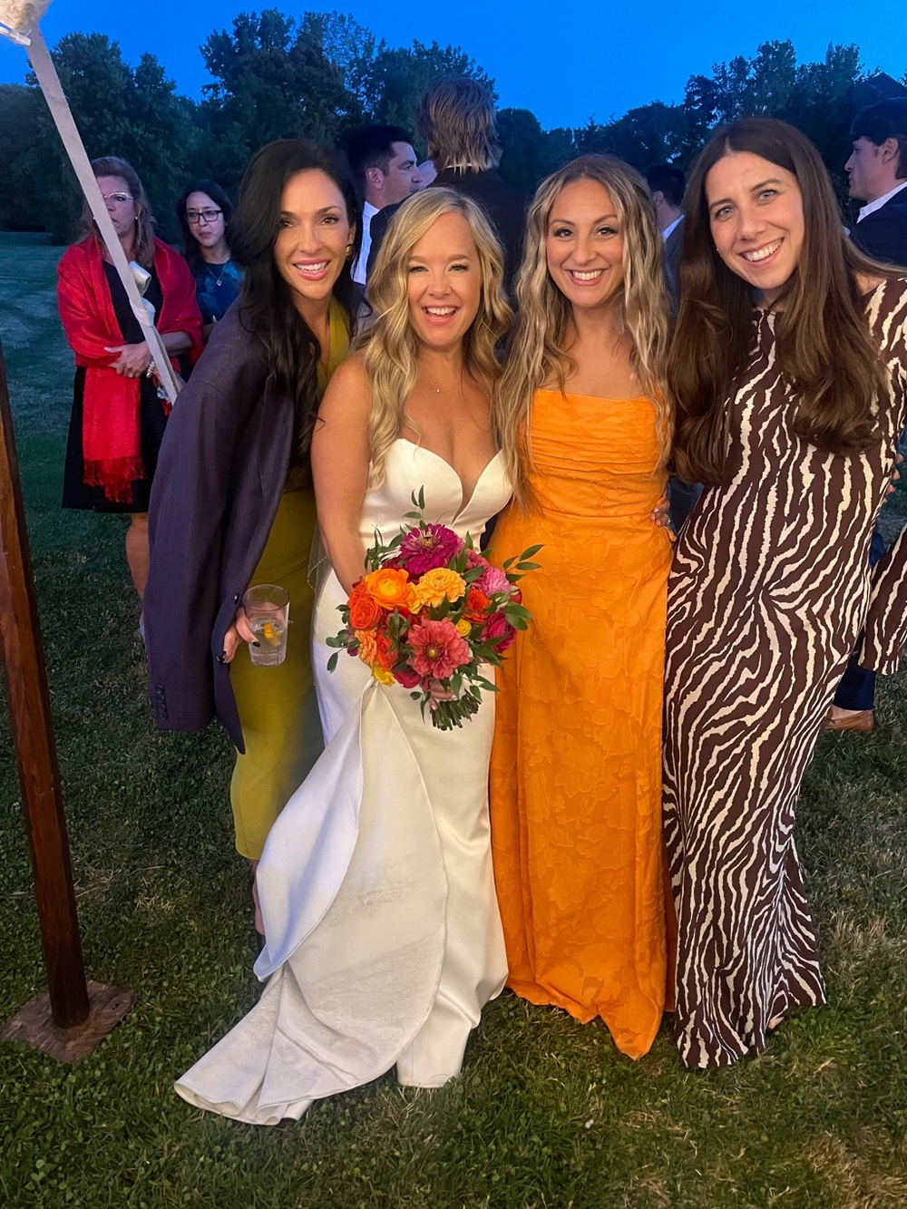 Elegant Orange Strapless Maxi Dress - Women's Evening Gown
